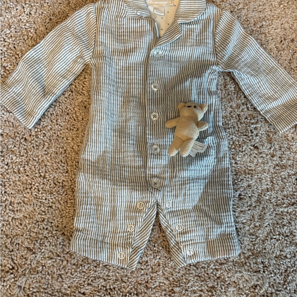 The White Company Gray Striped Kids Pajama Set